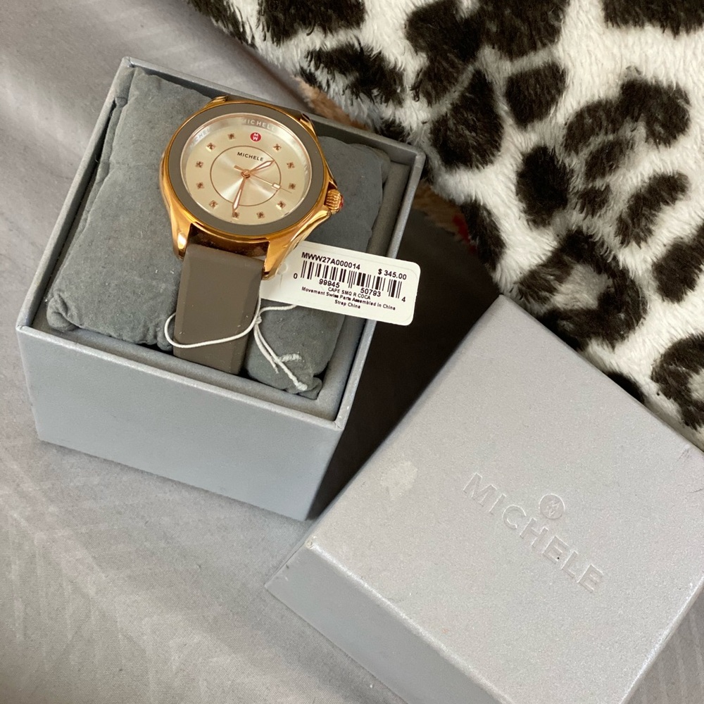 “Michele” Cape Taupe silcone strap watch
